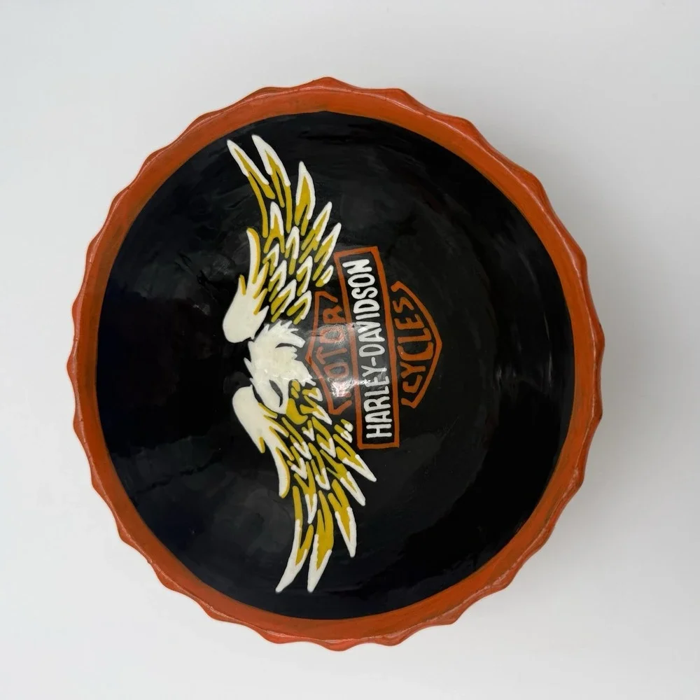 Vintage Harley-Davidson Bowl Motorcycle Decor Collectible Dish Trinket Gift